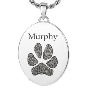 Actual Paw Print Pendant - Oval